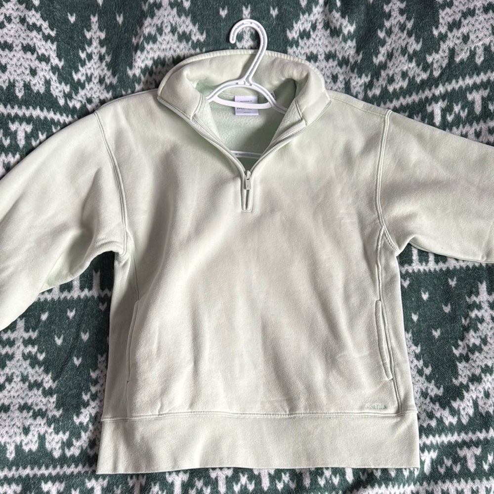 Aritzia Light Green Quarter-Zip Sweatshirt